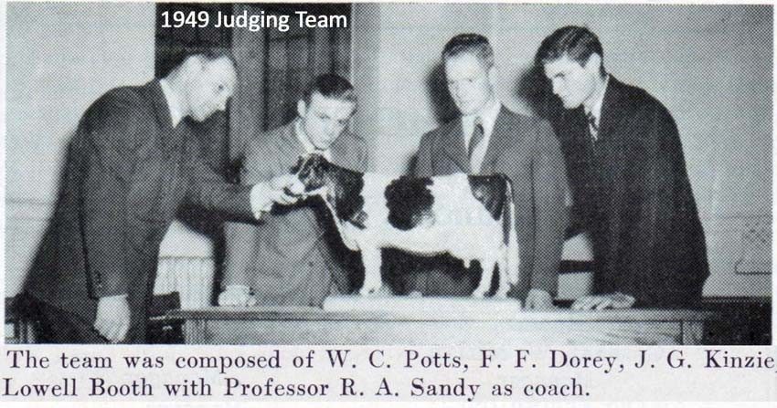 The team was composed of W.C. Potts, F.F. Dorey, J.G. Kinzie, Lowell Booth with Professor R.A. Sandy as coach.