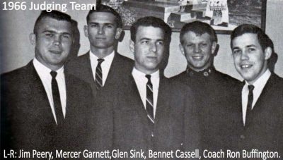 1966 Judging Team-Jim Peery, Mercer Garnett, Glen Sink, Bennet Cassell, Coach Ron Buffington