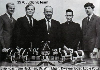 1970 Judging Team: Skip Roach, Jim Hackman, Dr. William Etgen, Dwayne Yoder, Eddie Potts