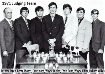 1971 Judging Team-Dr. William Etgen, Bentz Rhoads, Dave Jones, Wayne Dudley, Eddie Potts, Wayne Kibler, Richard Wilkes