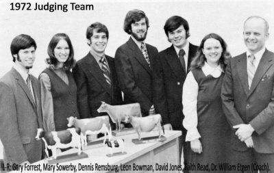 1972 Judging Team-Gary Forrest, Mary Sowerby, Dennis Remsburg, Leon Bowman, David Jones, Faith Read, Dr. William Etgen (Coach)