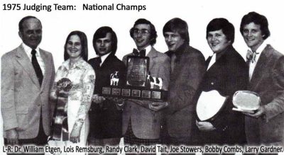 1975 Judging Team-Dr. William Etgen, Lois Remsburg, Randy Clark, David Tait, Joe Stowers, Bobby Combs, Larry Gardner.