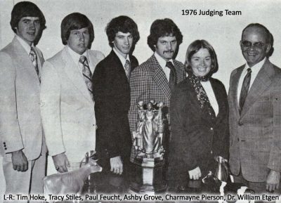 1976 Judging Team-Tim Hoke, Tracy Stiles, Paul Feucht, Ashby Grove, Charmayne Pierson, Dr. William Etgen