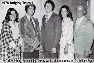 1978 Judging Team A-Cari Weinberg, Ronnie Kling, Danny Wolfe, Melinda Johnston, Dr. William Etgen