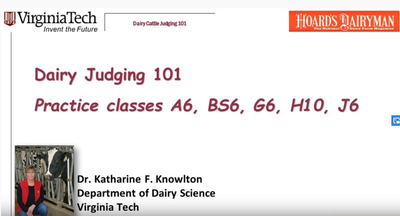 Dairy Judging 101: A6, BS6, G6, H10, J6 image poster for video.