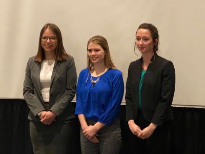 Winners of the undergraduate student competition, Tri-State Dairy Nutrition Conference in Fort Wayne, Indiana. Pictured are (left to right) first place: Anna Cappellina, Virginia Tech; second place: Maggie Miller, The Ohio State University; third Place: Cora Schau, Michigan State University.